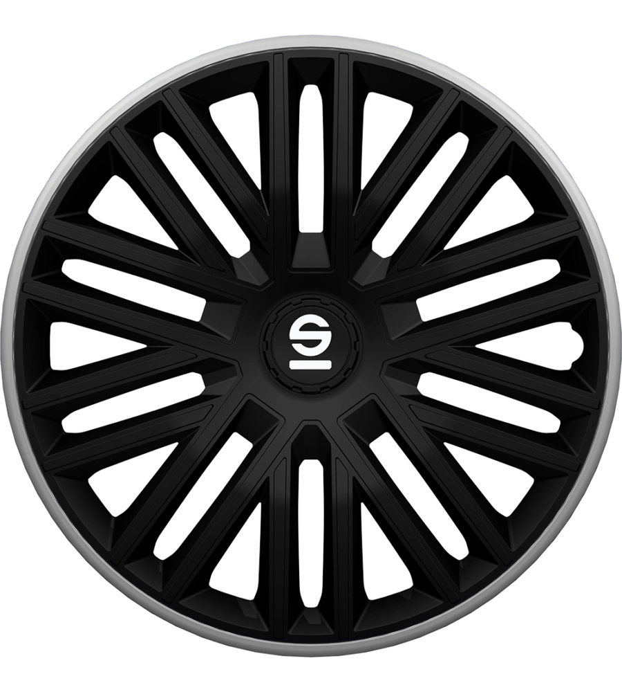 SET 4 COPRICERCHI 15" POLLICI COPRIRUOTA AUTO BERGAMO SPC1585BKGR NERO GRIGIO